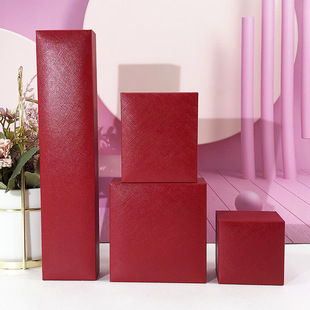 Right Angle Plaid Jewelry Box Red Jewelry Box Jewelry Packaging Box Ring Bracelet Necklace Packaging Box Support Customization
