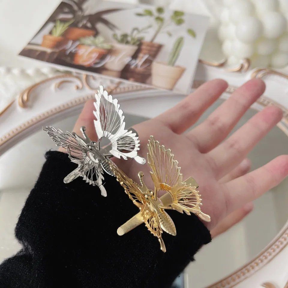 Sommer bewegliche Schmetterlings-Seitenclip-Haarnadel für Damen, Internet-Promi-Mode, Top-Clip, Kopfbedeckung, Pony-Haarnadel im antiken Stil, Haar-Accessoires für Mädchen_voghion.com