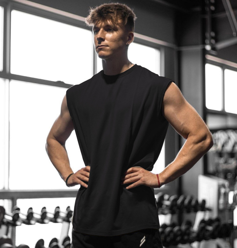 GYM Summer Fitness Sports Vest Men's Breathable Moisture Absorption Loose Training Sleeveless Quick-drying Waistcoat Short-sleeved Fitness Clothes