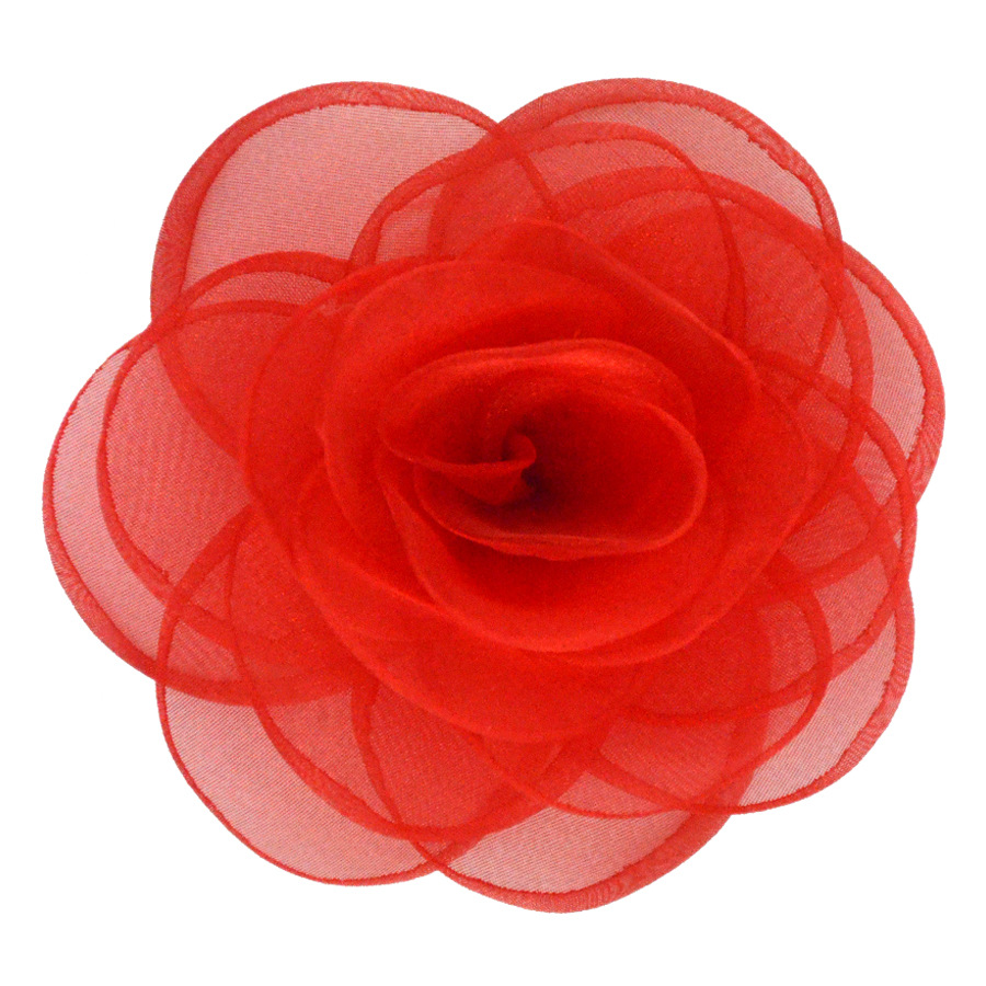 Korean-style Burned Edge Mesh Fabric Three-dimensional Rose Big Flower diy Hair Accessories Shoes and Hats Burned Edge Head Flower Accessories