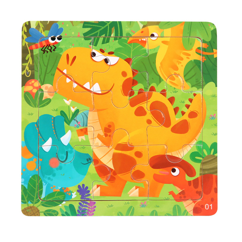 9 pieces of wooden children's jigsaw puzzle kindergarten early education puzzle cartoon animal vehicle cognitive jigsaw puzzle small toy