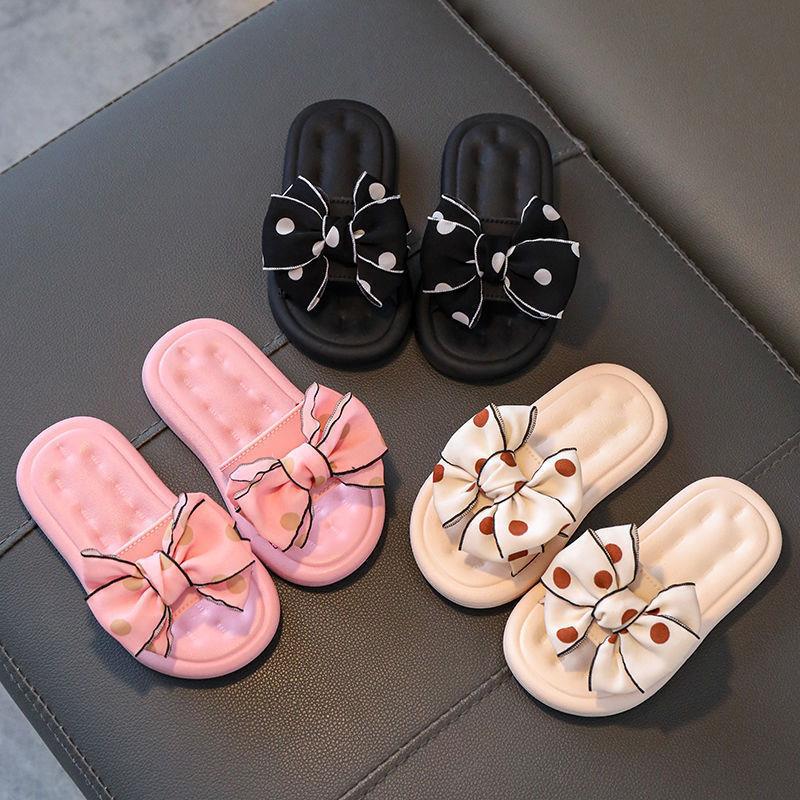 Children's Slippers Little Princess Girls' Summer Cute Outer Wear Bow Sandals Small Children's Soft Sole Indoor Children's Shoes
