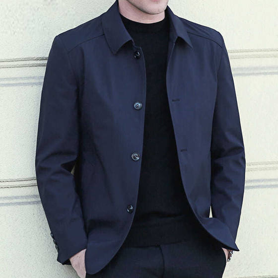 2020 Spring and Autumn Middle-aged Coat Men's Jacket Men's Coat Jacket Collar Button Men's Dad
