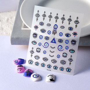 Cross-border foreign trade new Devil's Eye nail stickers 5D blue eyes eyelash relief nail art stickers adhesive spot