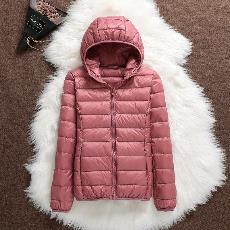 2024 Spring and Autumn New Lightweight Down Jacket Women's Hooded Short Slim-fit Lightweight Thin plus size Collar Jacket
