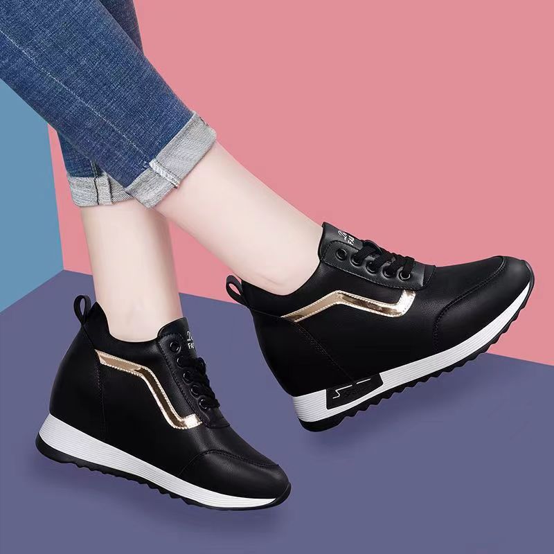 Hidden height women's shoes sports casual fashion all-matching 2023 new one-piece delivery leather shoes Korean style popular platform