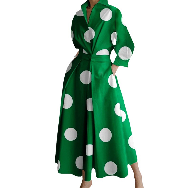 2023EBAY AliExpress WISH popular autumn new fashion long sleeve V-neck printed dress women's clothing