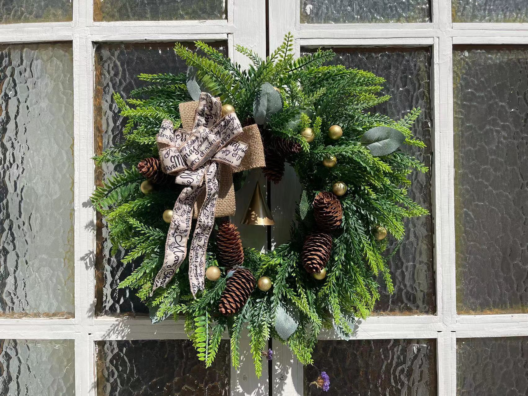 Original one-to-one reduction Christmas pine cone pine needle simulation wreath Bohemian style wreath spot explosions