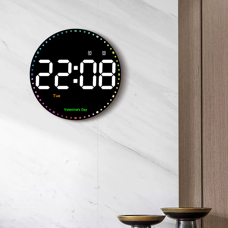 Digital electronic clock perpetual calendar wall clock living room simple decoration led clock colorful smart clock Wall 6635