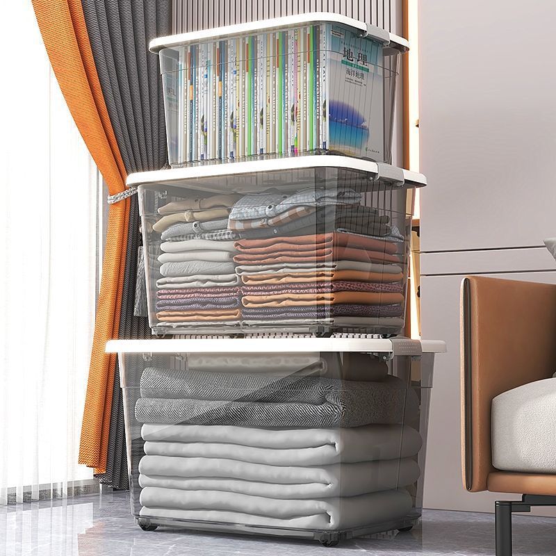 Transparent Storage Box Plastic Classroom Student Book Storage Box Desktop Storage Box Toy Clothes Storage Box Car