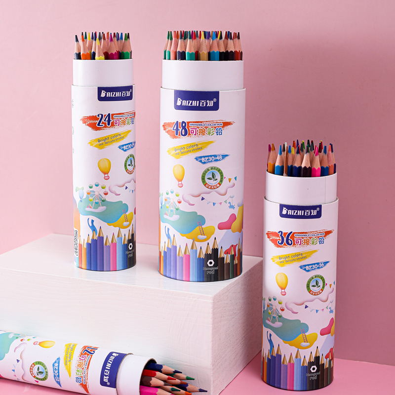 Color pencil 24 color oily erasable color pen children's painting suit 36 color 48 color Student color lead Wholesale
