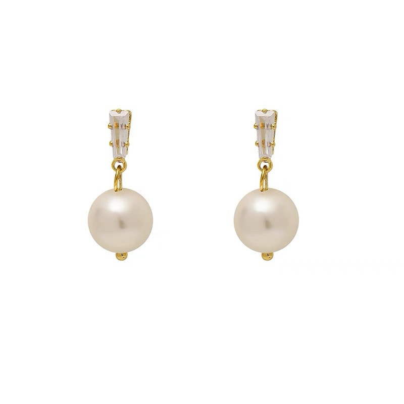 S925 Silver Needle Light Luxury Zircon Pearl Earrings Elegant All-match Fashion Earrings Light Luxury High-end Earrings Earrings