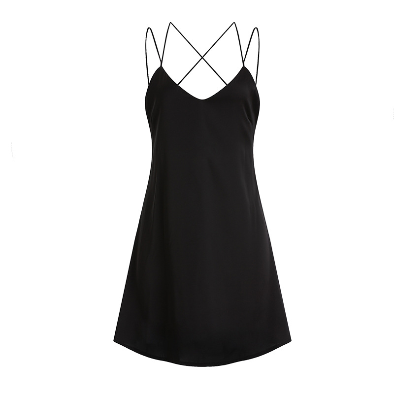 Guiruo Autumn and Winter Ice Silk Temptation Thin Hot Backless Sling Nightgown Women's Private Small Chest Home Clothes Suit 1320