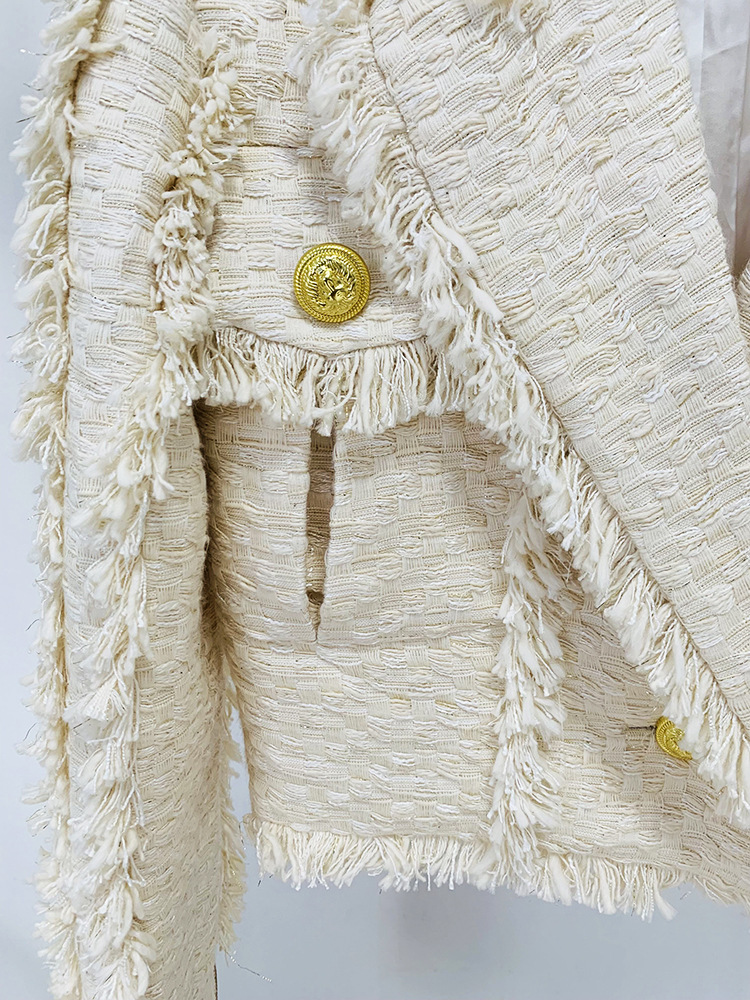 In stock 2024 autunno e inverno Nuova giacca da abito con frange in tweed corto temperamento moda europea e americana_voghion.com