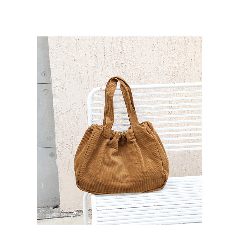 Japanese Style Vintage Corduroy Handbag ins Canvas Large Capacity Underarm Bag Internet Popular Fashionable Drawstring Shoulder Bag for Women_voghion.com