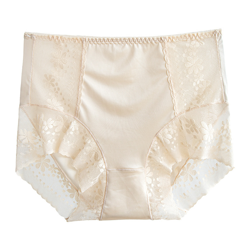 Meizhai High-waist Belly-tucking Underwear Women's Hip-lifting Seamless Mulberry Silk Bottom Crotch Breathable High-waist Briefs Lightweight plus size for Summer