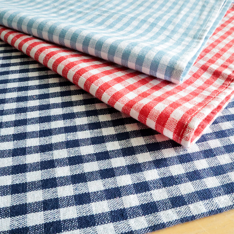 Napkin Placemat Japanese Style Chaoyang Grid Home Cotton and Linen Material Cloth Fabric Placemat Western Napkin