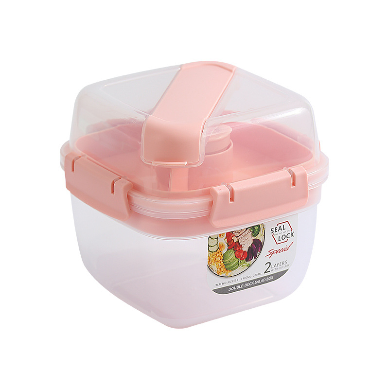 Picnic Box ins Double Layer Fruit Salad Box Portable Lunch Box Sealed Preservation Box Light Food Large Capacity Lunch Box
