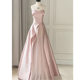 Pink Strapless Evening Dress Dress 2023 Autumn New Engagement Banquet Toast Dress Birthday Party Host Evening Dress