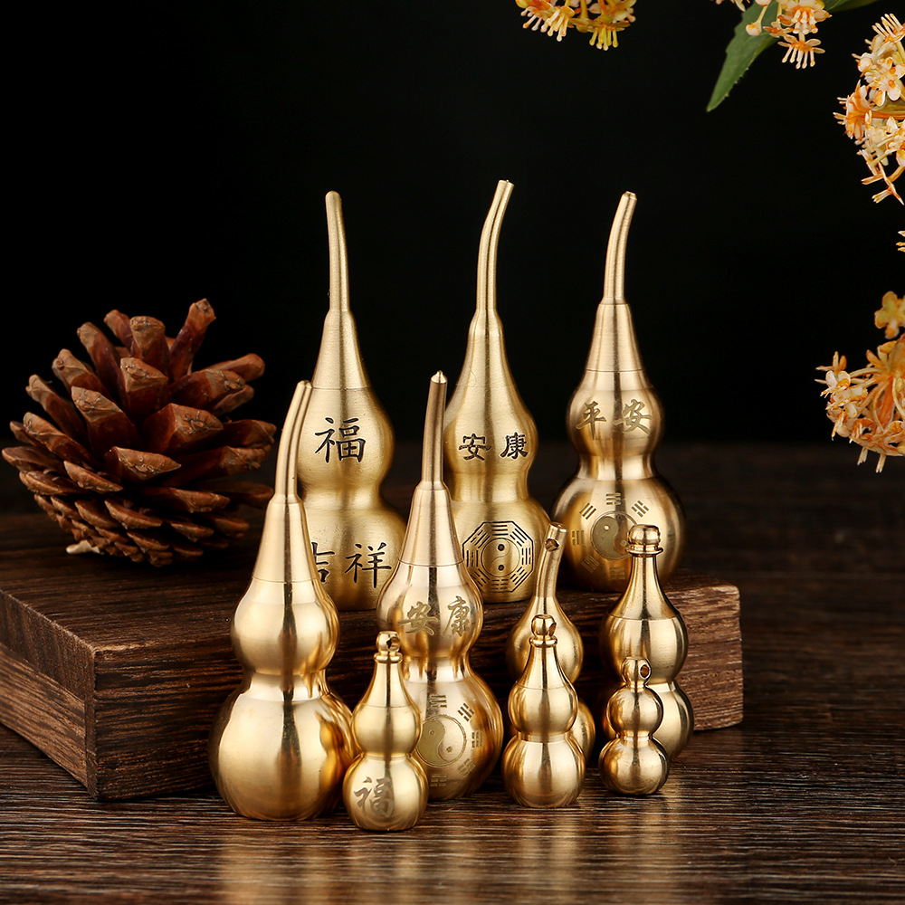 [Factory production wholesale] Pure brass gourd accessories hollow can be opened small desktop keychain accessories