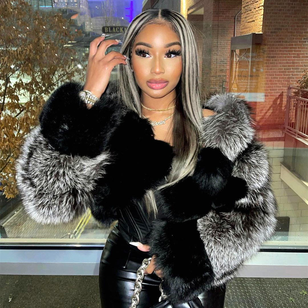 2024 European and American new imitation fur short coat fashion Joker fur coat women stand collar long sleeve in stock wholesale