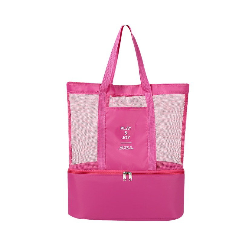 Portable Shoulder Insulation Bag Double-Layer Picnic Bag Ice Bag Men's and Women's Sports Grid Travel Outdoor Storage Bag Printed