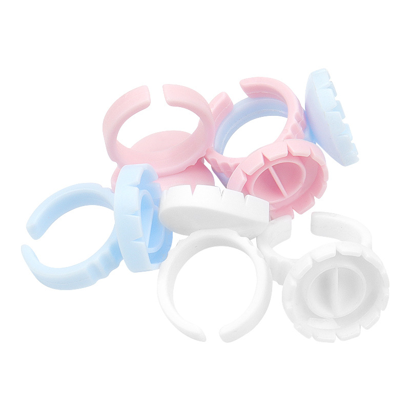 Wholesale Grafting False Eyelash Drop Glue Ring Cup 100/Pack Beauty Eyelash Blossom Ring Cup Glue Tray Tool