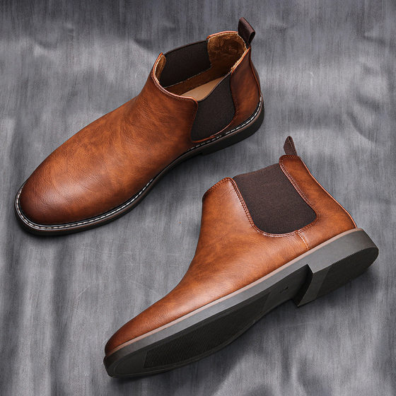 Men's Chelsea Boots British Men's Shoes Color-polished Fashion Retro Cross-border Men's Large Size Short Boots Ankle Boots
