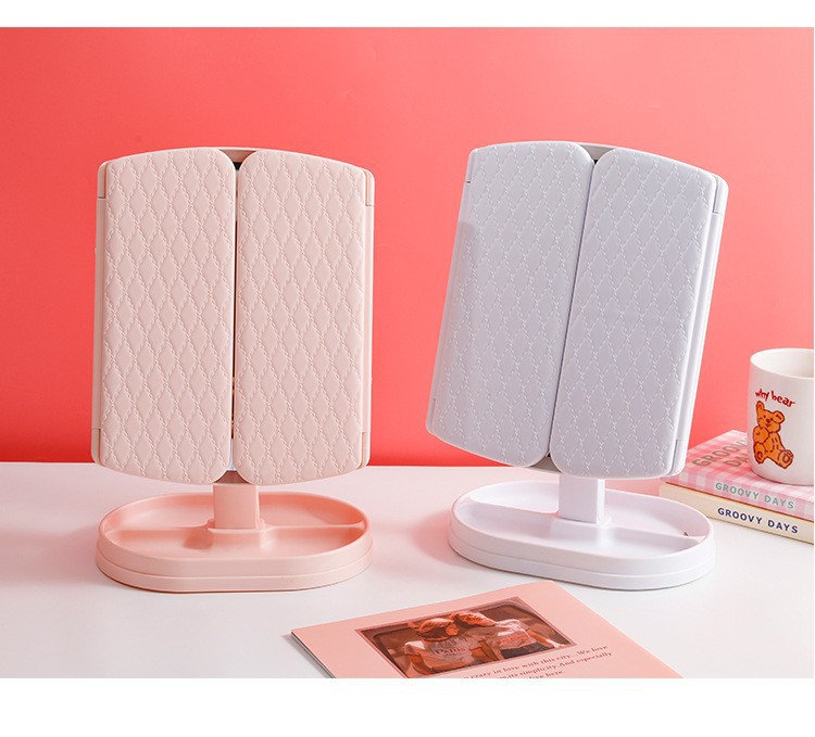 Factory direct supply simple wind New LED three folding cosmetic mirror Fashion Square three folding cosmetic mirror