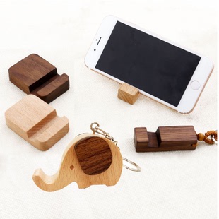 Creative Small Cute Carry Wooden Mobile Phone Holder Keychain Solid Wood Mobile Phone Holder