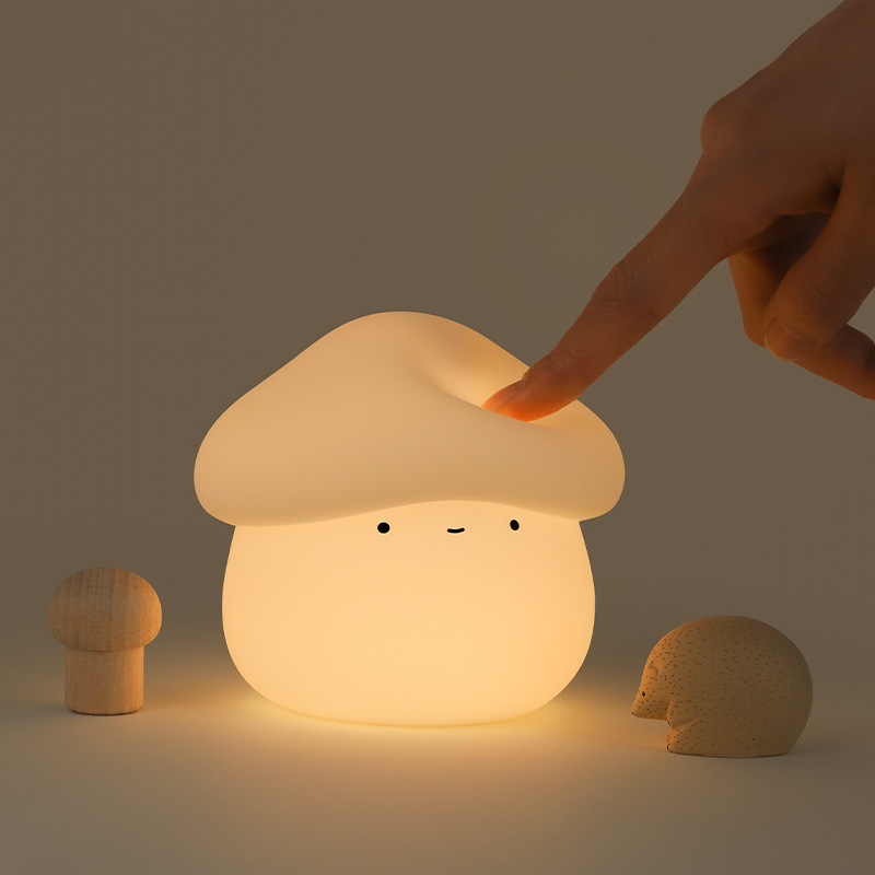 Mushroom head silicone lamp USB charging timing dimming night light bedroom bedside baby feeding pat light