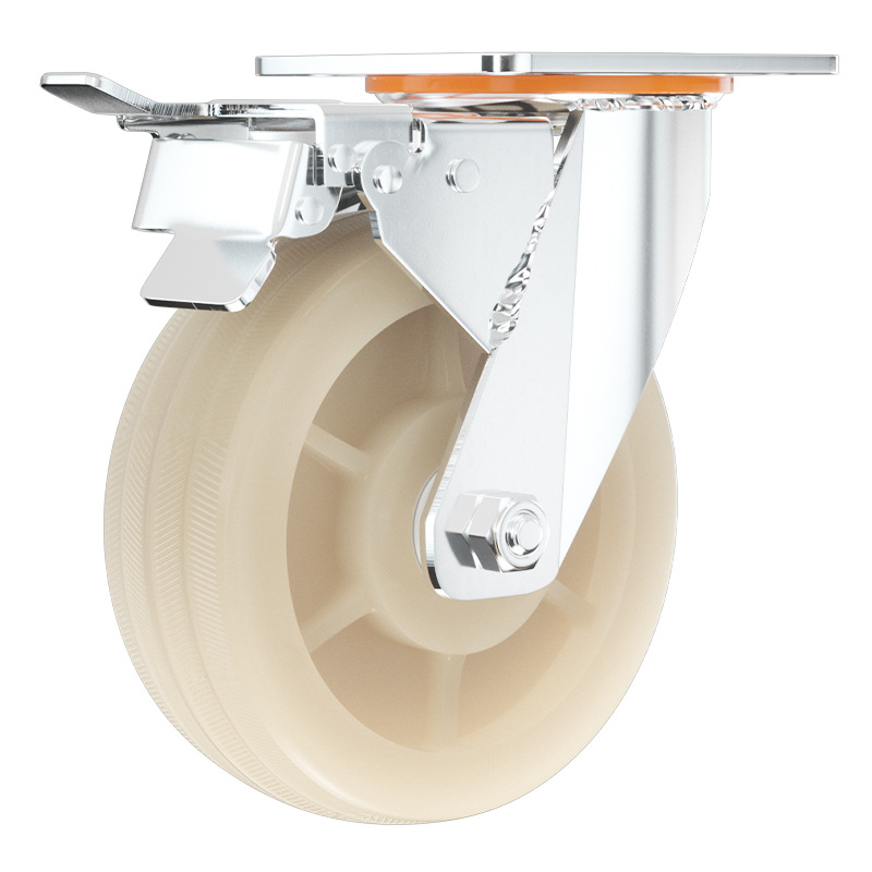 Heavy-duty universal wheel wheel 3/4/5 inch load-bearing wear-resistant nylon wheel with brake 6/8 trolley wheel