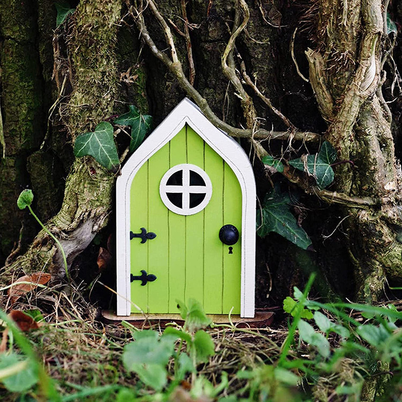 Spot Amazon Elf Fairy Door Fairy Door Courtyard Wooden Miniature Fairy Dwarf Door Tree Decoration