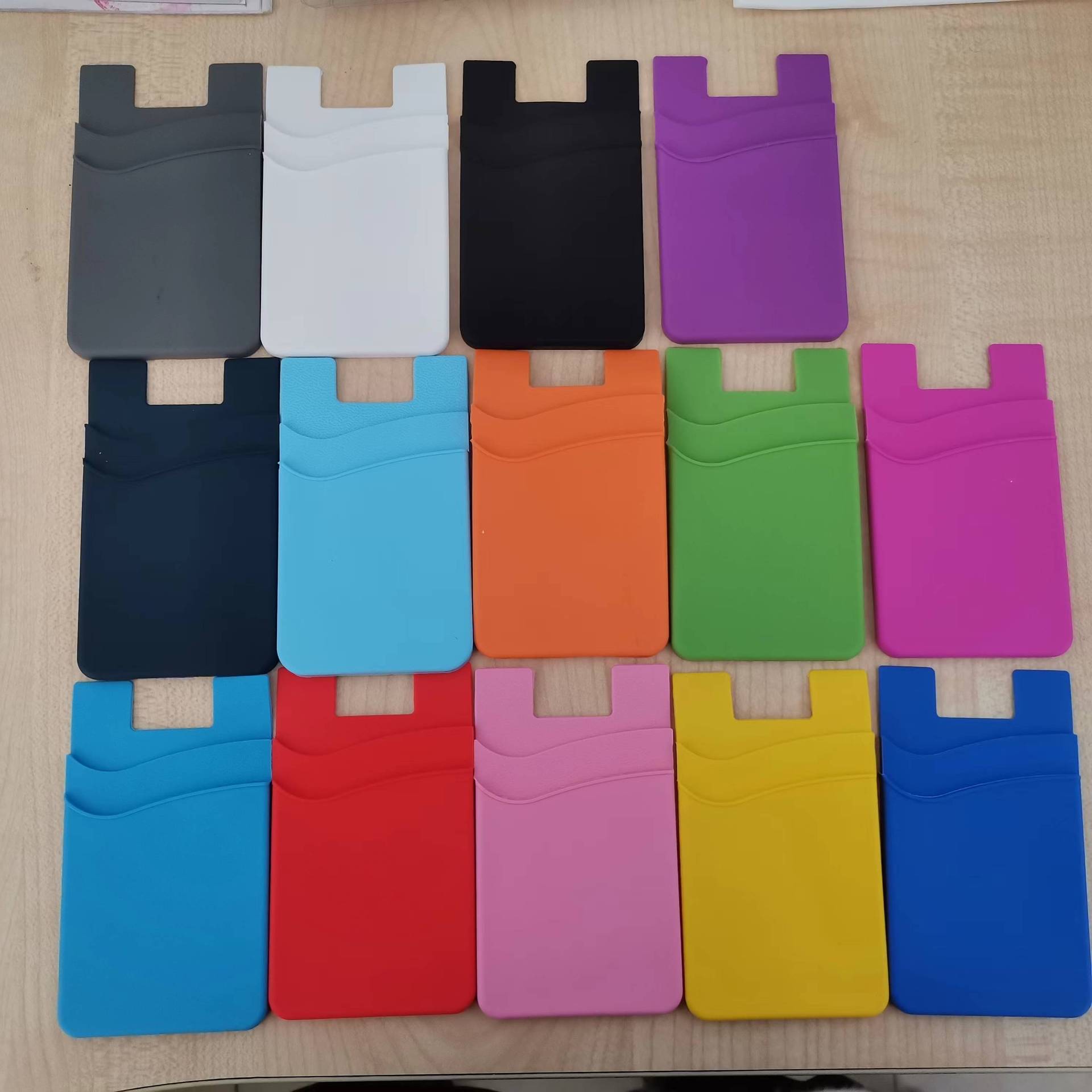 Double Layer Silicone Card Cover Sticker Mobile Phone Silicone Card Bag Back Adhesive Back Sticker Mobile Phone Card Cover Screen Printing UV Color Printing LOGO