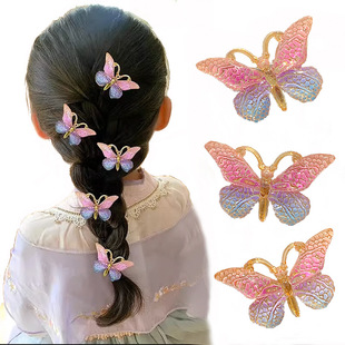 5-piece butterfly hairpin girls' hair accessories Girls' Sweet headdress hairpin gradient color accessories children's accessories clip