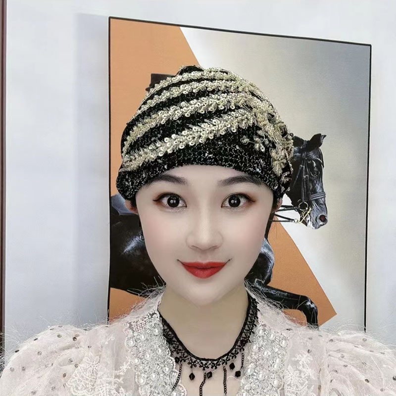 New Style Phoenix Tail Flower Hair Band Hat Stylish Fashionable Style with Rear Flower Baotou Hat Hollow Breathable