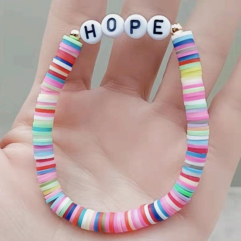 European and American Cross-border Explosions 6mm Rainbow Soft Pottery Jewelry Color Sliced Soft Pottery Bracelet Women's Mix and Match Beach Style Bracelet