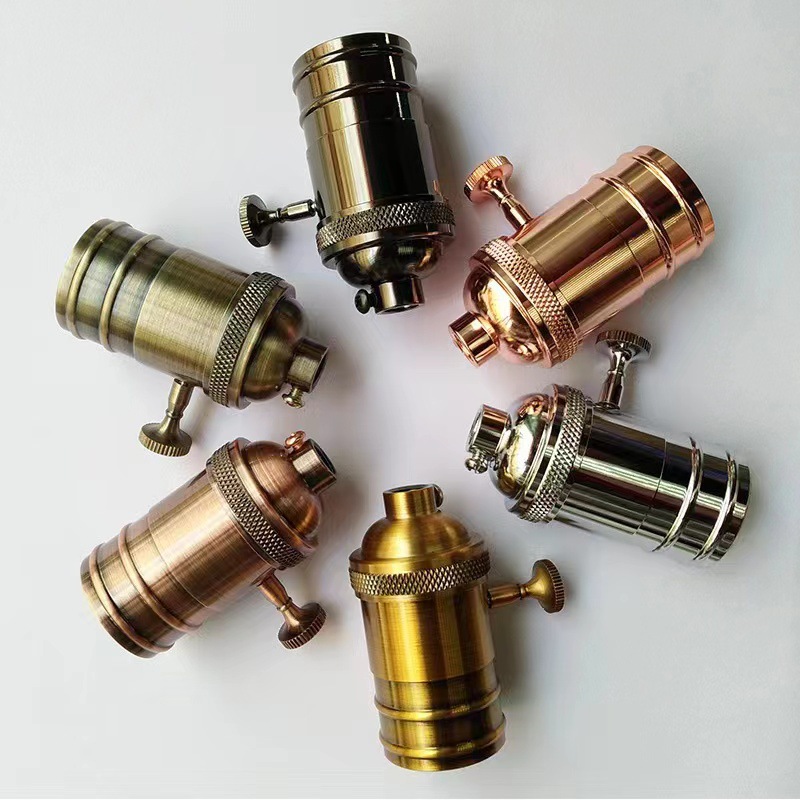 Factory wholesale retro lamp cap hanging wire lamp holder twist switch lighting accessories Edison E27E26 nostalgic lamp cap