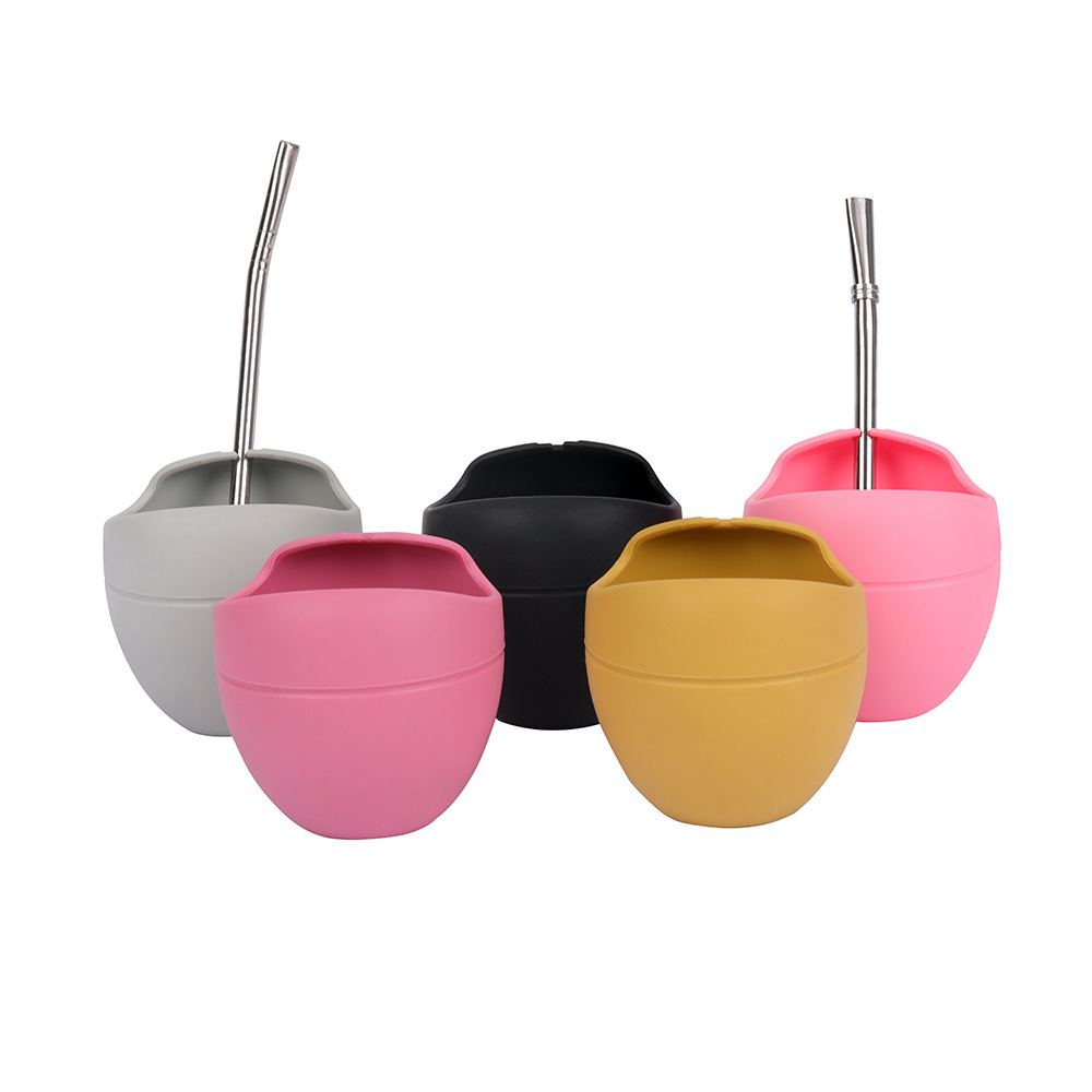 Amazon Hot Sale Argentina Mate Cup Stainless Steel Silicone Folding Water Cup Food Grade Gourd Cup