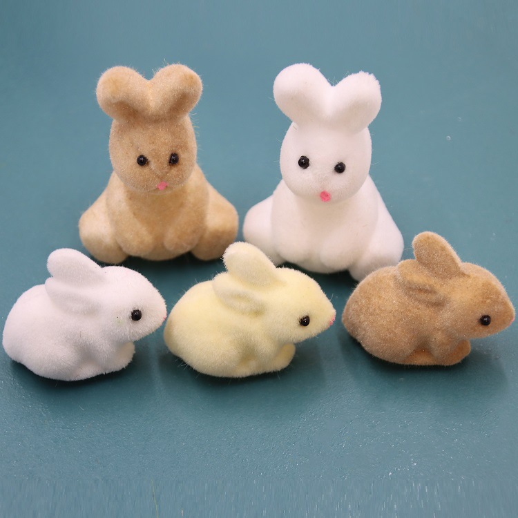 Amazon Easter Simulation Bunny Craft Cake Decorative Micro Landscape Ornaments Cute Flocking White Rabbit