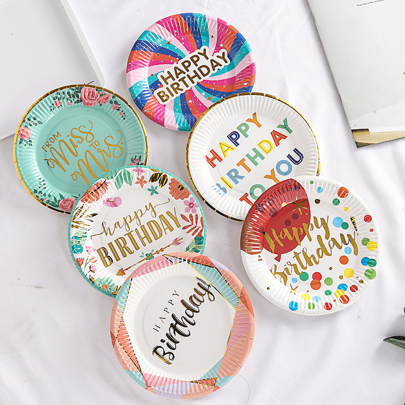 Children's Birthday Party Disposable Plate Picnic Plate Cake Plate Large Paper Plate Dessert Table Decoration Tableware