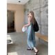 Summer New Spotted Denim Sling dress Women's Summer Design Niche Elegant Slimming Straight Dress