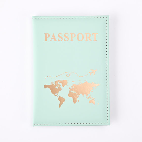 New Bronzing PU Leather World Map Passport Holder Cross-border Travel Passport Protective Cover Card Case