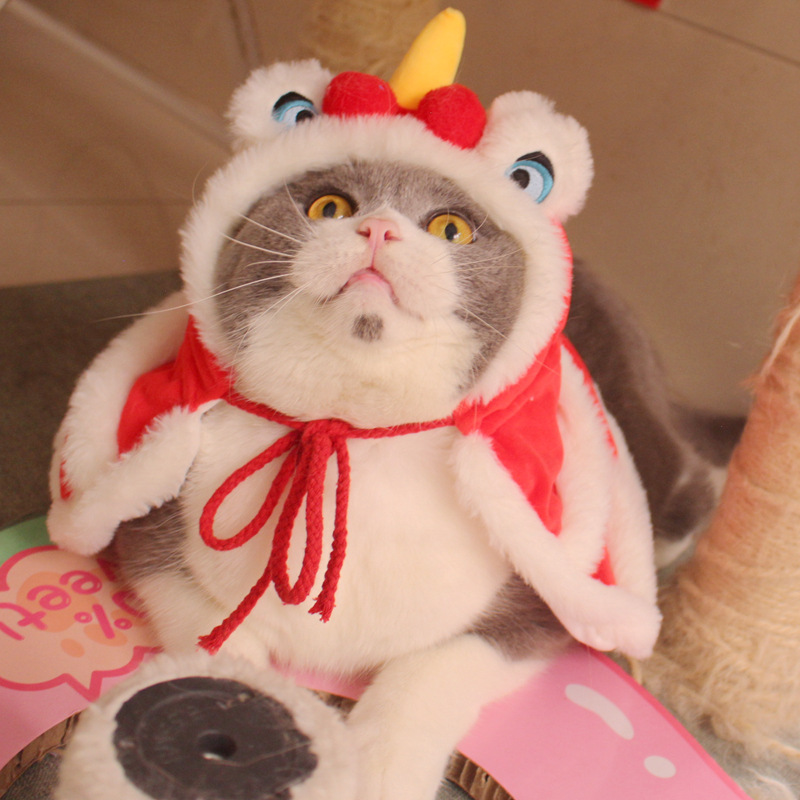 ペットのライオンのマントの子猫の服の猫の服の冬の保温のマントの猫の舞のライオンのマントの犬の変身する服|undefined