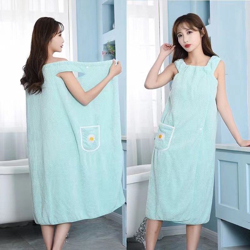 Bathrobe Special Sale Clearance Wearable Wrap Towel Adult Bath Towel Cotton Absorbent Bath Skirt Long Coral Fleece Bath Skirt
