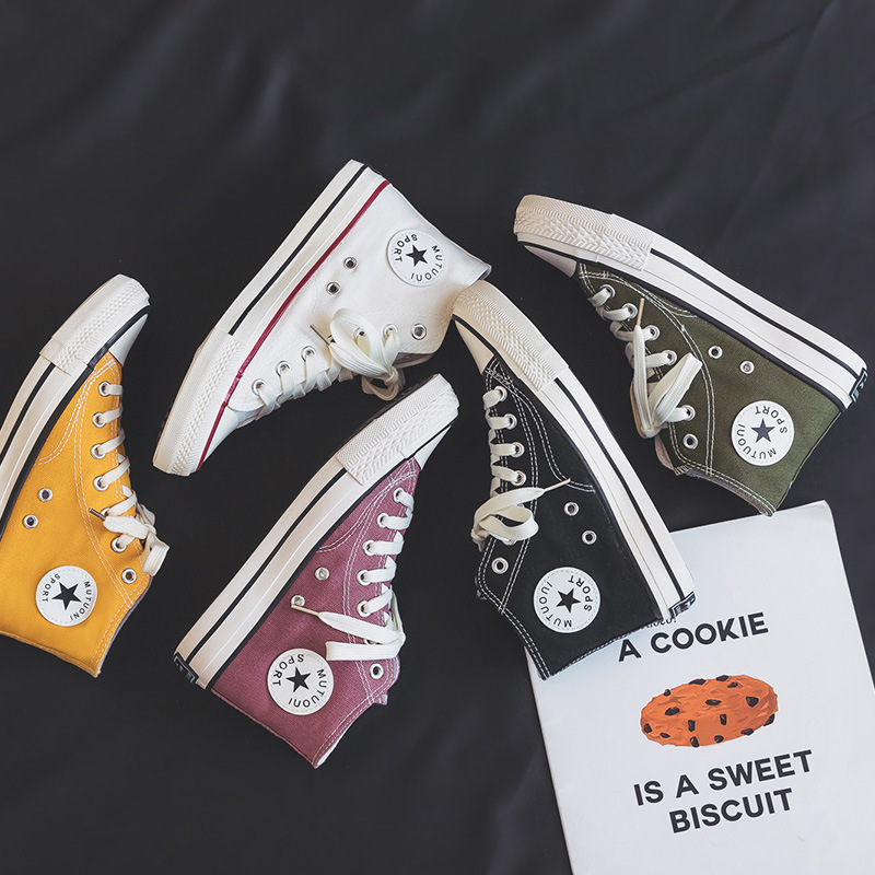 1970s High-top Reprinted Canvas Shoes Women's Korean-style ins All-match Casual Sneakers Vulcanized Rubber Shoes Men's and Women's Couple's Shoes