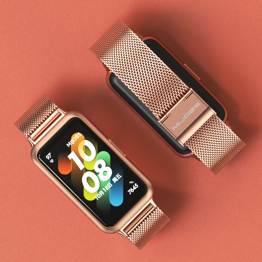 For Huawei bracelet 9/8/10 strap glory bracelet 6/7 wristband three beads Milan magnetic metal bamboo
