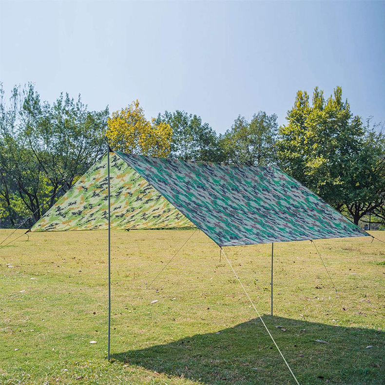 in stock outdoor canopy camouflage multifunctional waterproof sunscreen beach sunshade tent beach canopy cloth moisture-proof mat