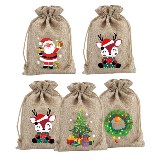 New cross-border hot sale Christmas gift packaging Christmas tree candy snack bag drawstring small bag in stock