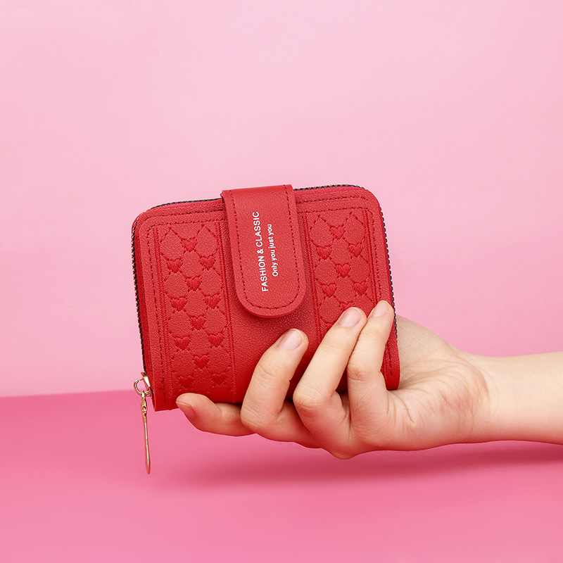 2022 New Women's Wallet Short Zipper Large Capacity Coin Purse All-match Love Color Clutch Card Bag